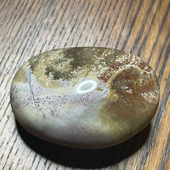 Ocean Jasper palm stone crystal natural orbicular orbs green white red yellow br - Picture 2 of 10